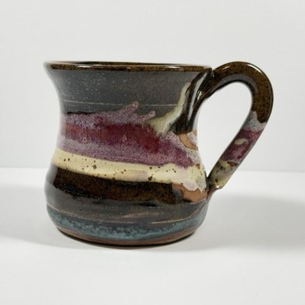 Klickitat Pottery Mug Stoneware Cup Dark Earthy Swirl Studio Art Handmade PNW Wa